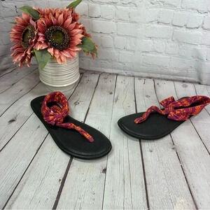 sanuk yoga slingback ella print sandals sz 10